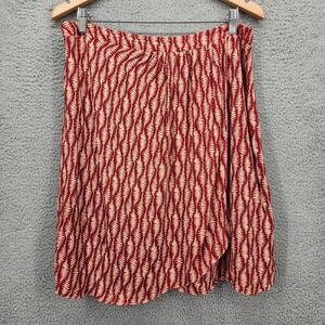 Maeve Anthropologie Womens Large Red Geometric Wave Viscose Mini Skirt